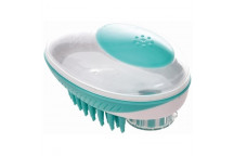 PET BRUSH WITH SOAP DISPENSER GREEN.