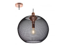 EUROLUX 1XE27 MATT BLACK COPPER MESH PENDANT LIGHT 475MM