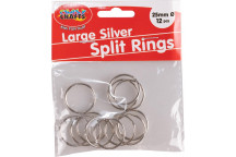 CRAFT SPLIT RING SILVER 12 PIECE 2.5CM
