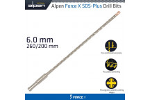 ALPEN FORCE X 6.0 X 260/200 SDS-PLUS DRILL BIT X4 CUTTING EDGES