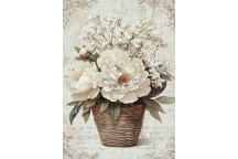 CREAM PEONY BASKET DECOUPAGE A4