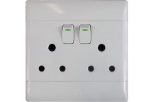 CBI WHITE DOUBLE SOCKET SWITCH 100X100