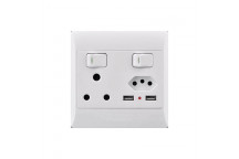 ELECTRICMATE WHITE SINGLE SWITCH EURO AND USB SOCKET 100X100