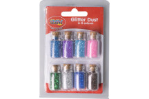 MINI CRAFT GLITTER DUST INCLUDING 8XDIFFERENT COLOURS