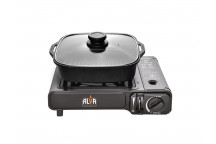 CANISTER SINGLE BURNER PORTABLE STOVE WITH NON-STICK POT 2L