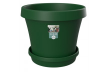 SEBO DARK GREEN PLASTIC POT AND SAUCER SET 25CM