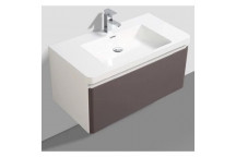 MILAN CLEAR CUBE GREY AND WHITE SINGLE DRAWER CABINET 900MM