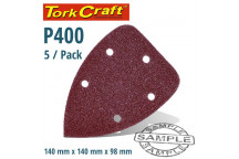 VELCRO TRIANGLE SANDING SHEET 400 GRIT 140X98MM 5 PER PACK