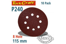 VELCRO SANDING DISC WITH HOLES 115MM 240 GRIT 10 PER PACK
