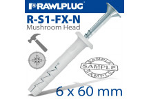 NYLON HAMMER-IN FIXING 6X60MM MUSHROOM HEAD 20 PACK