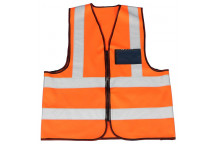 DROMEX ORANGE ID POCKET AND ZIP REFLECTIVE VEST MEDIUM