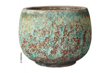 DEROMA STROMBOLI CERAMIC ROUND POT 27CM GREEN/BROWN