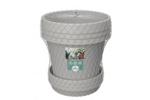 SEBO LIGHT GREY PLASTIC POT AND SAUCER SET 15CM