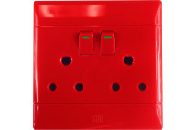CBI RED DOUBLE DEDICATED OUTLET SOCKET SWITCH 100X100
