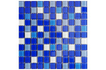 GLOBAL STONE MOSAIC GLASS DEEP BLUE POOL BLEND 300X300