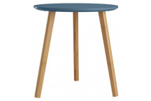 BLUE TABLE TOP WITH WOOD LEGS 40CM X 40CM