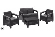 SOFA SET CORFU  17199319   4 SEATER WITH TABLE GRAPHITE  KETER