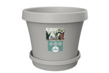 SEBO LIGHT GREY PLASTIC POT AND SAUCER SET 15CM