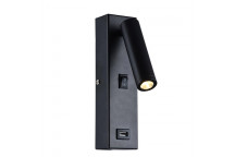 EUROLUX WALL LIGHT METAL WITH USB BLACK