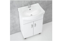 FREESTANDING WHITE DOUBLE DOOR WOOD BATHROOM CABINET 820X550X370MM
