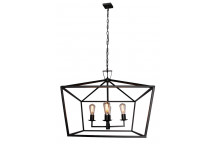 K LIGHT BLACK LARGE SQUARE E27X4 IRON RANGE PENDANT LIGHT