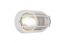 EUROLUX E27 WHITE OVAL GRID PLASTIC BULKHEAD 230V