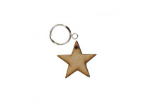 KEYRING WOODEN STAR 2PIECE 3CM