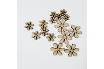 15PIECE ASSORTED WOODEN FLOWERS