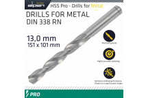 ALPEN PRO HSS 13MM DRILL DIN 338 RN 135 SPLIT POINT PLASTIC WALLET