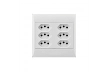 ELECTRICMATE WHITE 6 EURO SOCKET SWITCH 100X100