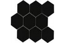 LARGE HEXAGONAL BLACK MATT MOSAIC 295X256MM