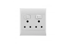 ELECTRICMATE WHITE DOUBLE SOCKET SWITCH 100X100