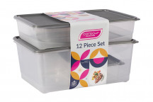 CONTOUR CHARCOAL PLASTIC CONTAINER SET 12 PIECE