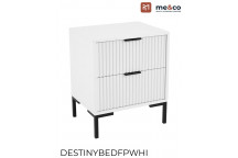 WHITE DESTINY FOIL AND PVC 2 DRAWER BEDSIDE TABLE 600X500X390MM