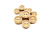 BUTTON WOODEN HANDMADE WITH LOVE 20MM 6PIECE