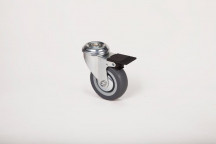 GREY RUBBER BOLT HOLE CASTOR WITH BRAKE 50MM