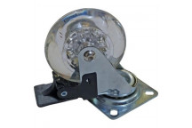 CLEAR POLYPROPYLENE CASTOR WITH BRAKE 50MM
