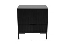 MELAMINE BLACK PARIS BEDSIDE TABLE DRAWER UNIT 600X500X400MM