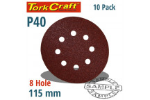VELCRO SANDING DISC WITH HOLES 115MM 40GRIT 10 PER PACK