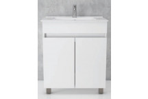 FREESTANDING WHITE DOUBLE DOOR WOOD BATHROOM CABINET 820X610X470MM