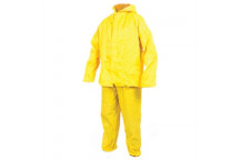 LARGE YELLOW 2PIECE PVC RAIN SUIT AND HOOD