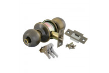 YALE ANTIQUE BRASS ROUND CYCLINDER KNOBSET