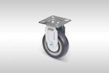 GREY RUBBER FIXED PLATE CASTOR 75MM