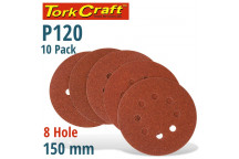 VELCRO SANDING DISC WITH HOLES 150MM 120 GRIT 10 PER PACK