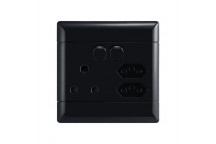 NEU BLACK EURO 2 SOCKET SWITCH 100X100MM