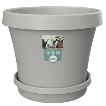 SEBO LIGHT GREY PLASTIC POT AND SAUCER SET 20CM