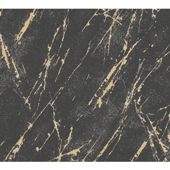 BLACK GOLD LUXURIOUS MARBLE WALLPAPER 0.53X10M