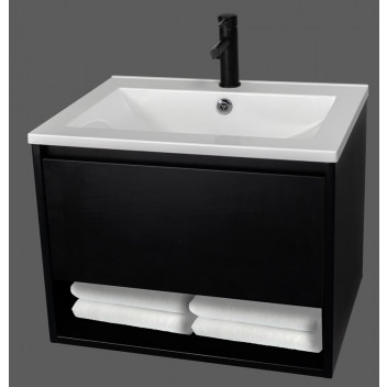 BLACK WALL HUNG CONGO CABINET WITH BASIN 600X460X440MM