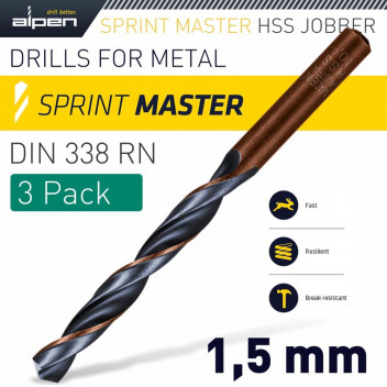 ALPEN HSS SPRINT MASTER DRILL BIT 1.5MM