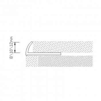 ALUMINIUM CONTRACTOR ROUND EDGE TRIM TILE  10MM X 2.5M